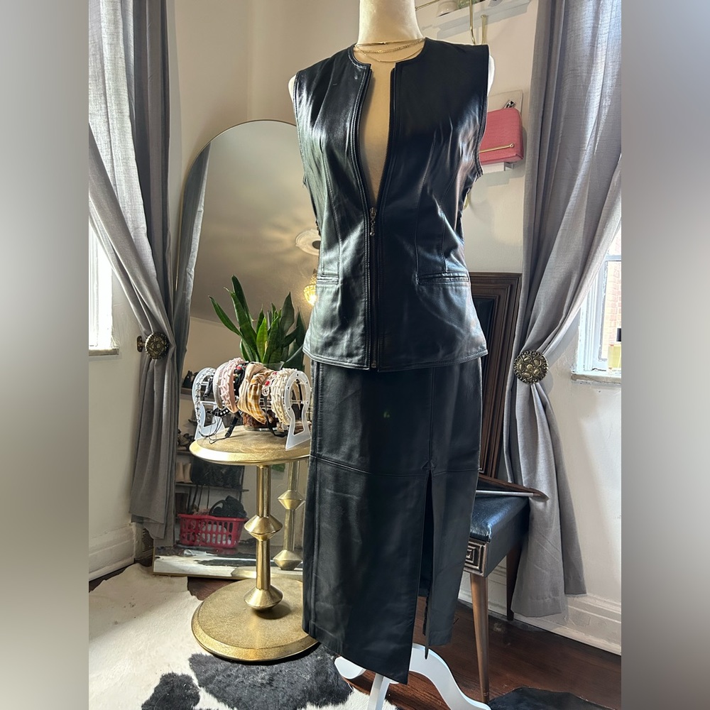Vintage leather 2 piece set